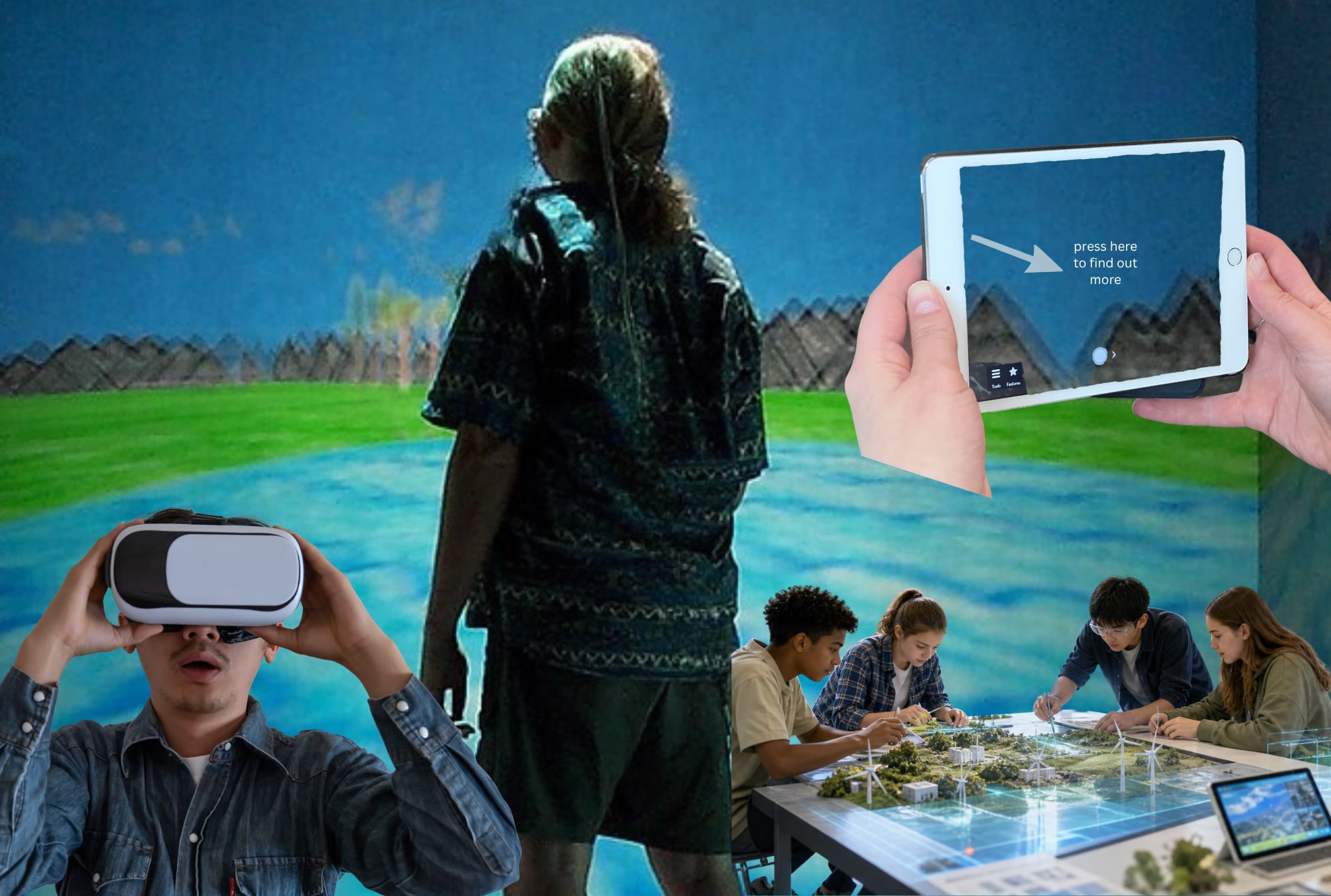 Learners taking part in experiential, augmented reality, and virtual reality activities.